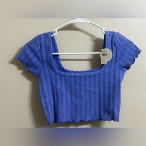 Aerie Offline NWT Feminine Periwinkle Ribbed Crop Top - XS